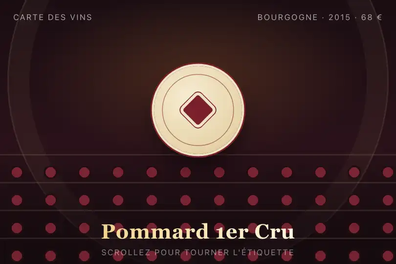 Carte des vins d'un restaurant gastronomique — la bouteille qu'on tourne pour lire l'étiquette — Parallax Layers exemple 1