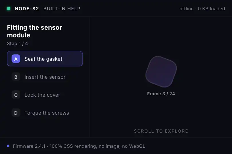 Fitting the sensor module — built-in help of a connected device — Image Sequence example 1