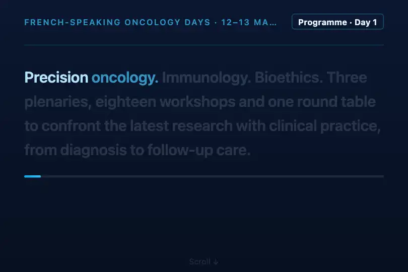 Programme of a medical congress — the day's themes — Text Highlight Scroll example 3