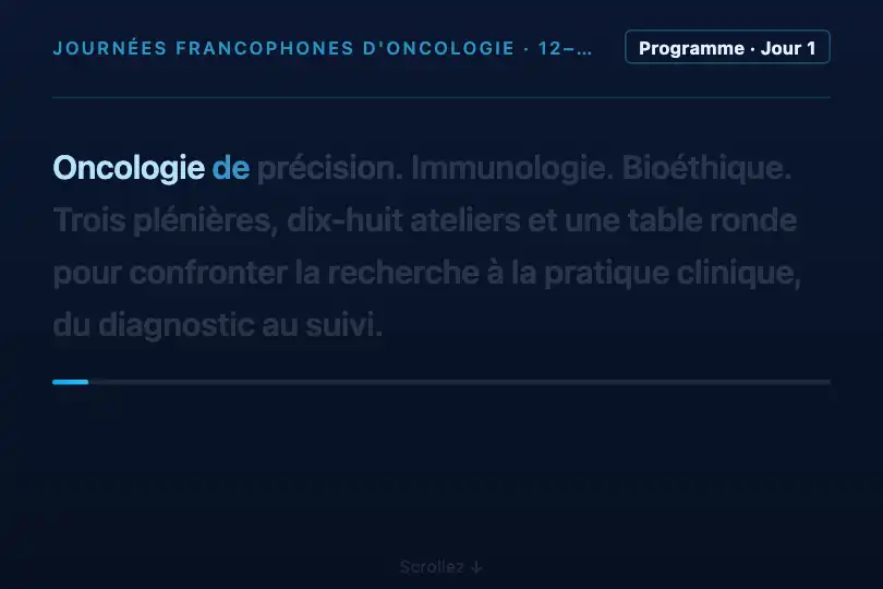 Programme d'un congrès médical — les thèmes de la journée — Text Highlight Scroll exemple 3