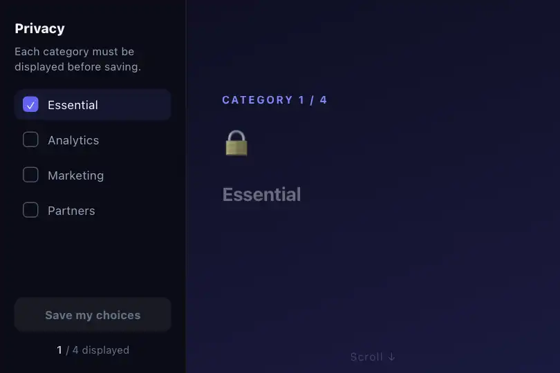 Consent by tracker category — Smooth Snap example 3