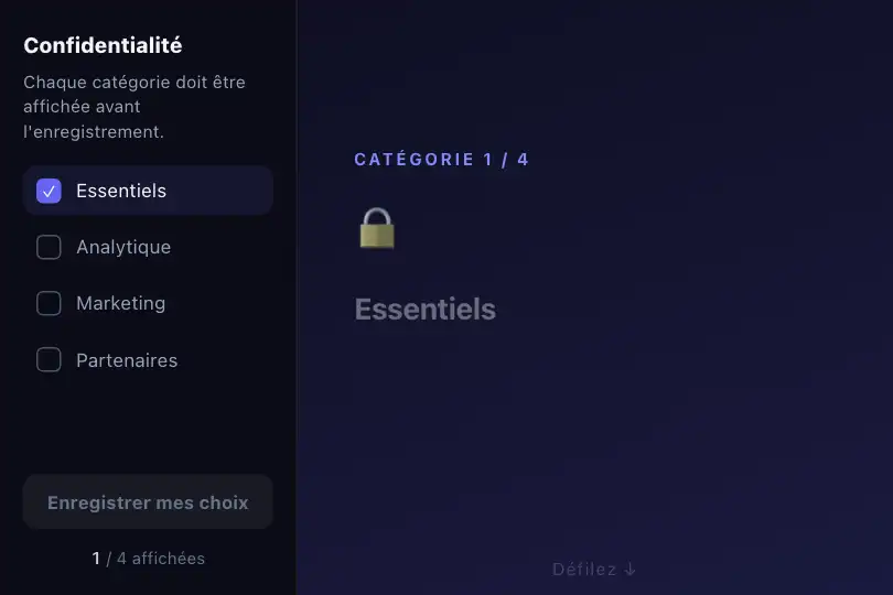 Consentements par catégorie de traceurs — Smooth Snap exemple 3