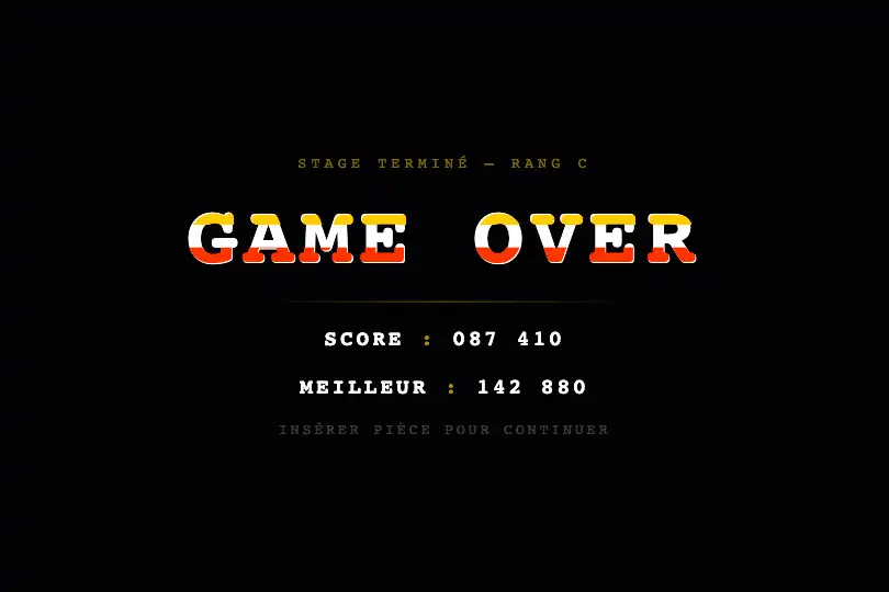 Interface jeu — Titre de menu ou écran GAME OVER — Glitch Effect exemple 3