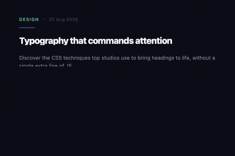 Magazine article — Cascading title and subtitle — Slide Reveal example 2