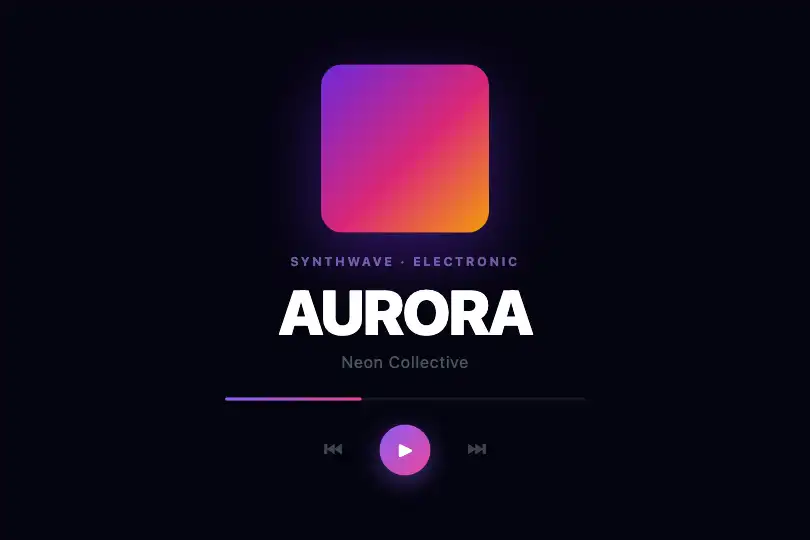 Music player — now playing track title — Wave Effect example 3