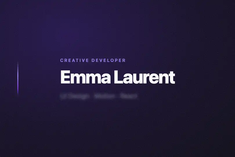 Portfolio / Landing — Identity name or headline revealed on load — Blur Reveal example 1