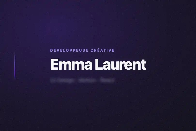 Portfolio / Landing — Nom ou titre d'identité révélé au chargement — Blur Reveal exemple 1