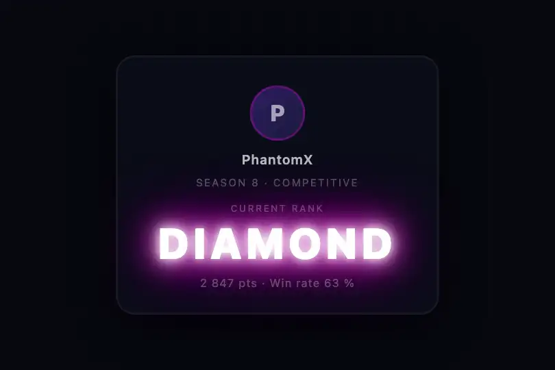 Esports interface — Player rank or title — Neon Flicker example 2