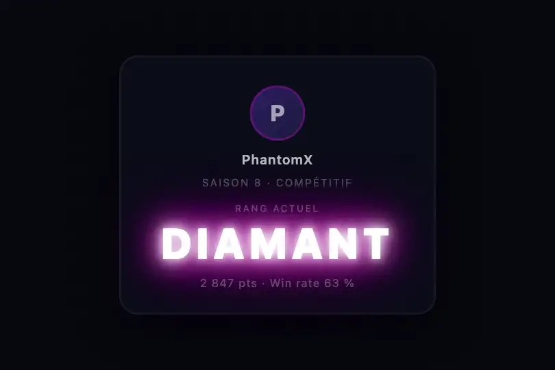Interface esports — Rang ou titre de joueur — Neon Flicker exemple 2