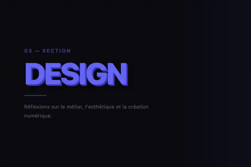 Titre de section — Article long-form en mode sombre — 3D Extrude Text exemple 3