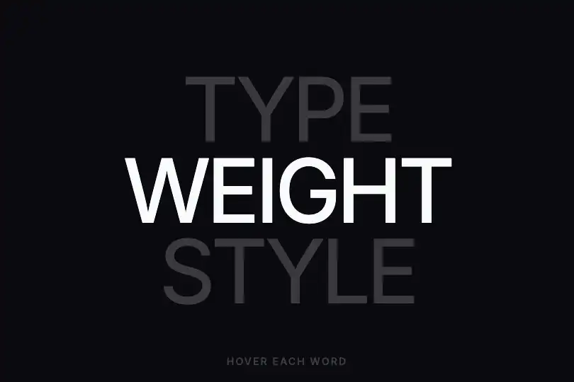 Typographic poster — Words that gain volume — Variable Font Weight example 1
