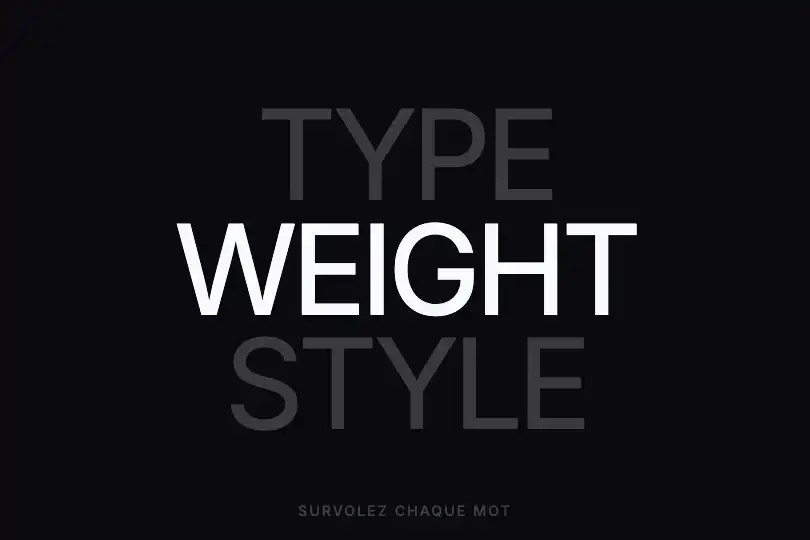 Affiche typographique — Des mots qui prennent du volume — Variable Font Weight exemple 1