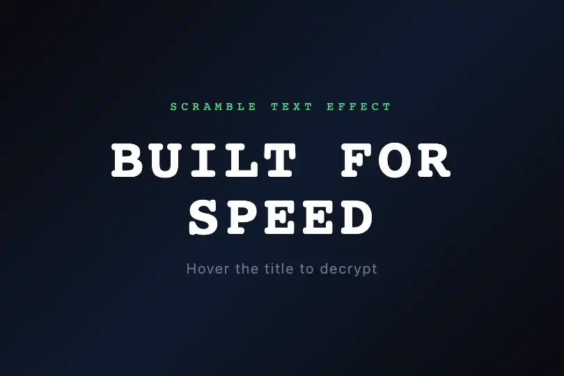 Tech hero — Large brand headline in terminal style — Scramble Text example 1
