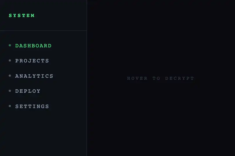 UI component — Scrambling navigation items — Scramble Text example 2