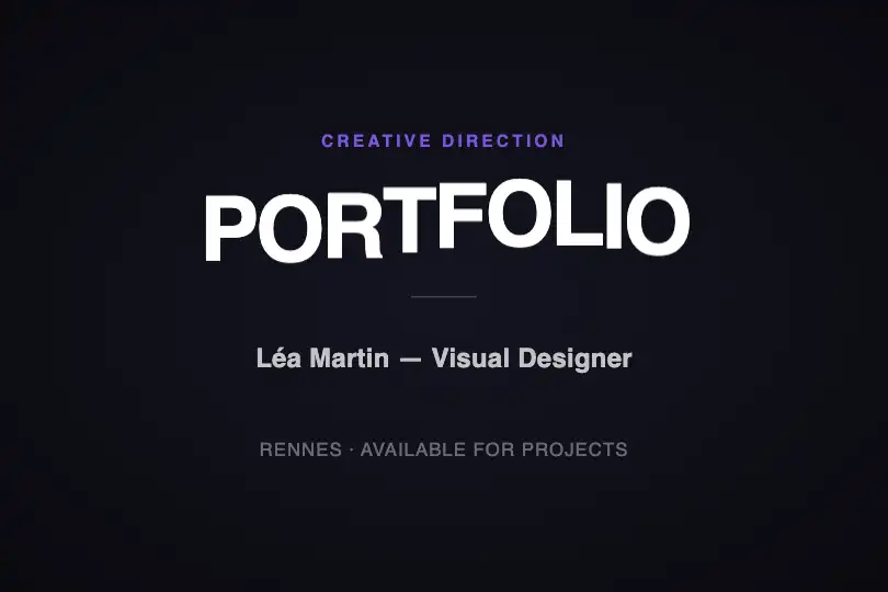 Portfolio landing — Animated full-screen headline — Wave Animation V2 example 1