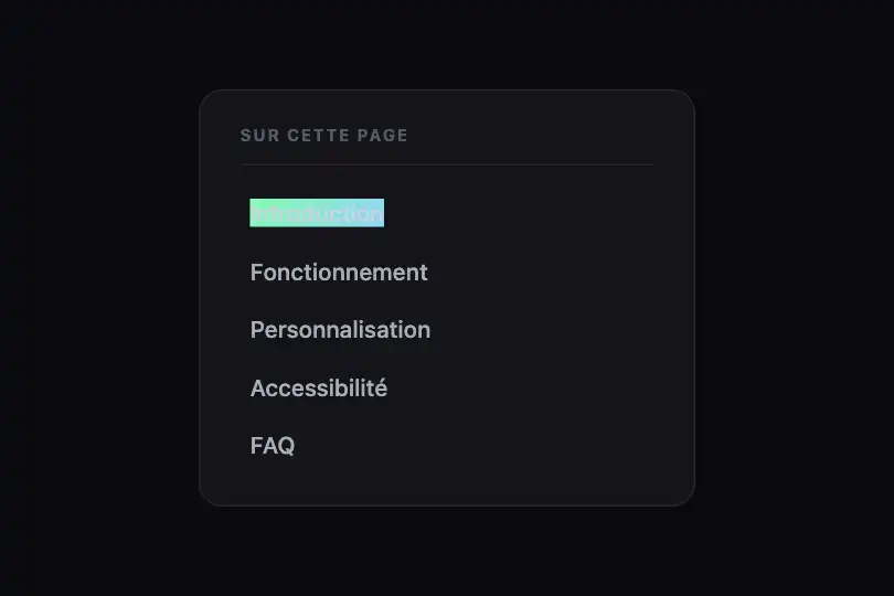 Navigation secondaire — Liens actifs avec marqueur — Highlight Marker exemple 2