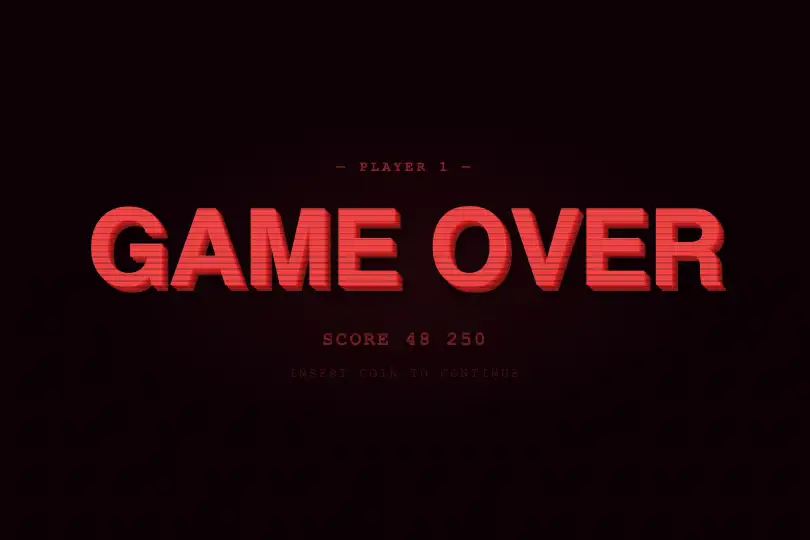 Game-over screen — Browser game or gamified interface — 3D Shadow Depth example 2