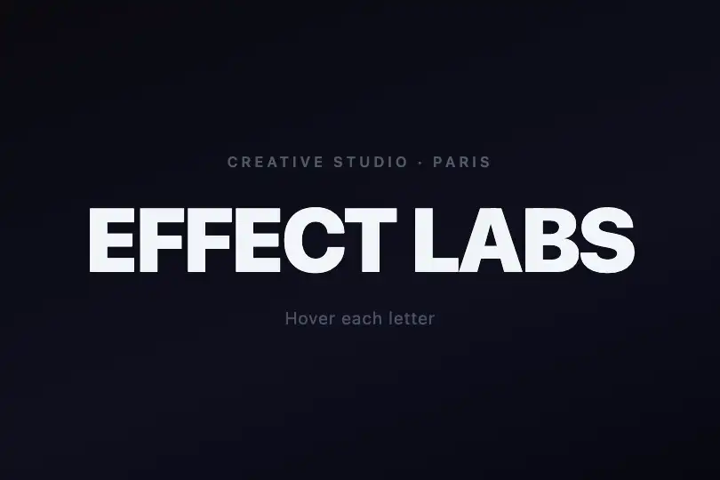 Studio headline — Animated typographic identity — Flip Characters example 1