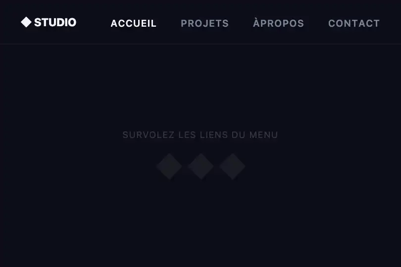 Navigation principale — Items de menu qui se retournent — Flip Characters exemple 2