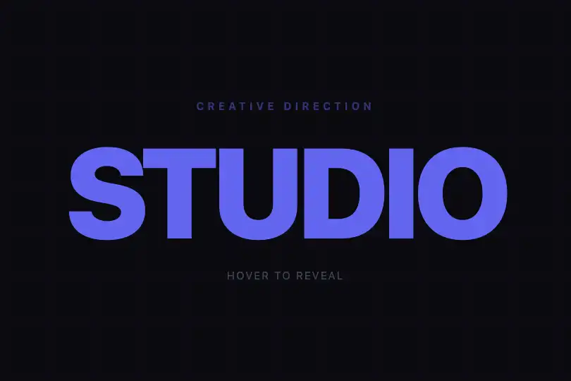 Oversized keyword on a creative studio homepage — Outline to Fill example 1