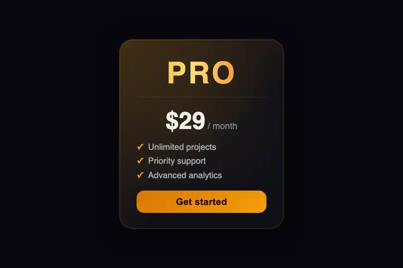 Pricing card — Flagship plan label — Gradient Flow example 2