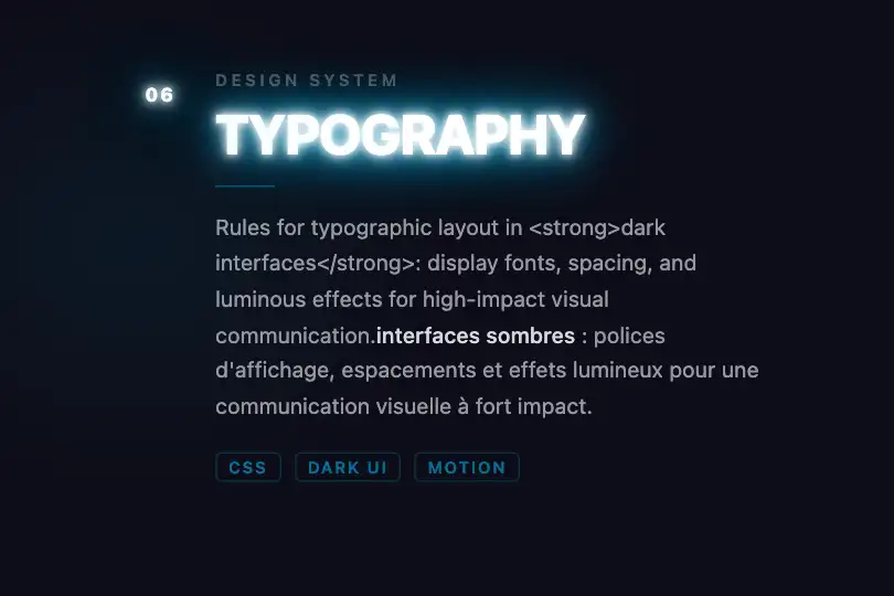 Section header — Creative portfolio or dark-mode article — Neon Glow example 2