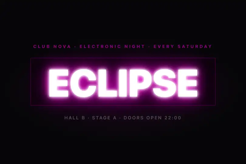 Headliner banner — Club or night festival — Neon Glow example 3