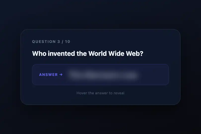Quiz — Answer hidden until hover — Blur to Sharp example 2