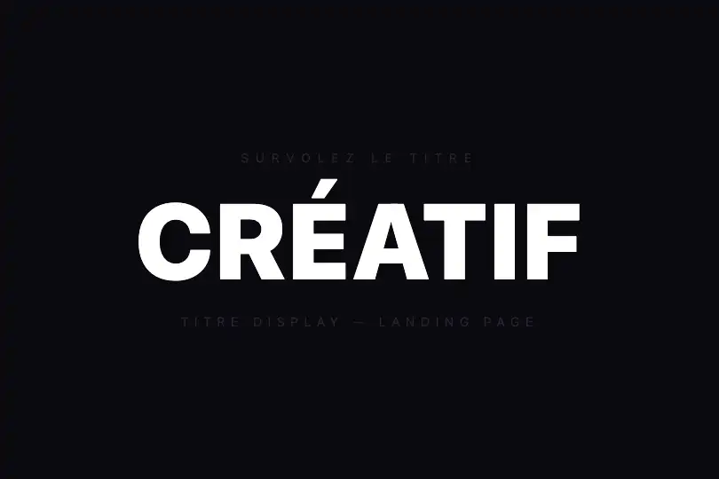 Titre display plein écran — Landing page ou portfolio — Letter Spacing exemple 1