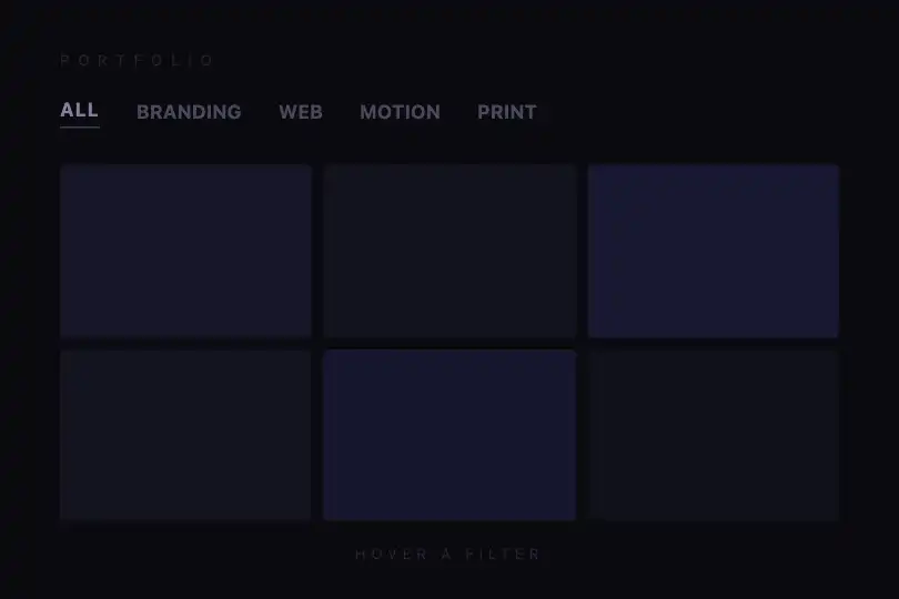 Gallery filter labels — Portfolio, shop or dataviz — Letter Spacing example 3