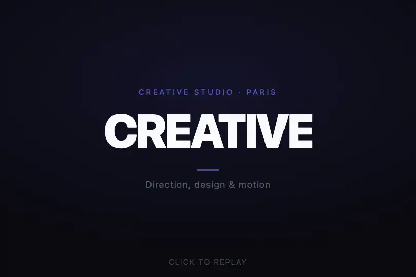 Portfolio hero — Main title reveal on load — Clip Path Reveal example 1