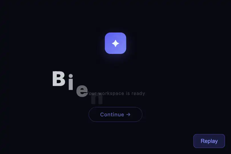 Welcome screen — App name on launch — Letter Slide Up example 3