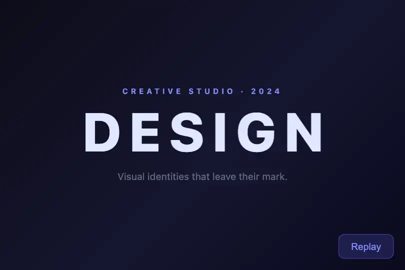 Portfolio — Hero title for a creative studio — Letter Rotate In example 1