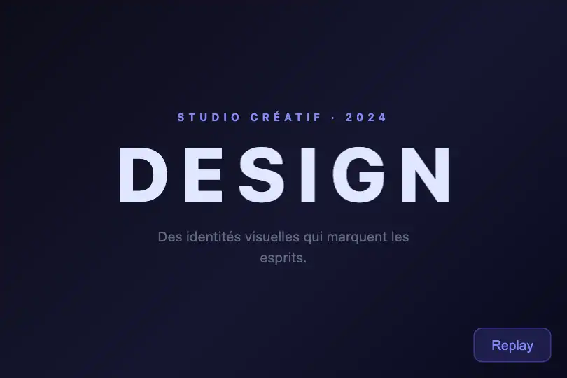 Portfolio — Titre héro de studio créatif — Letter Rotate In exemple 1