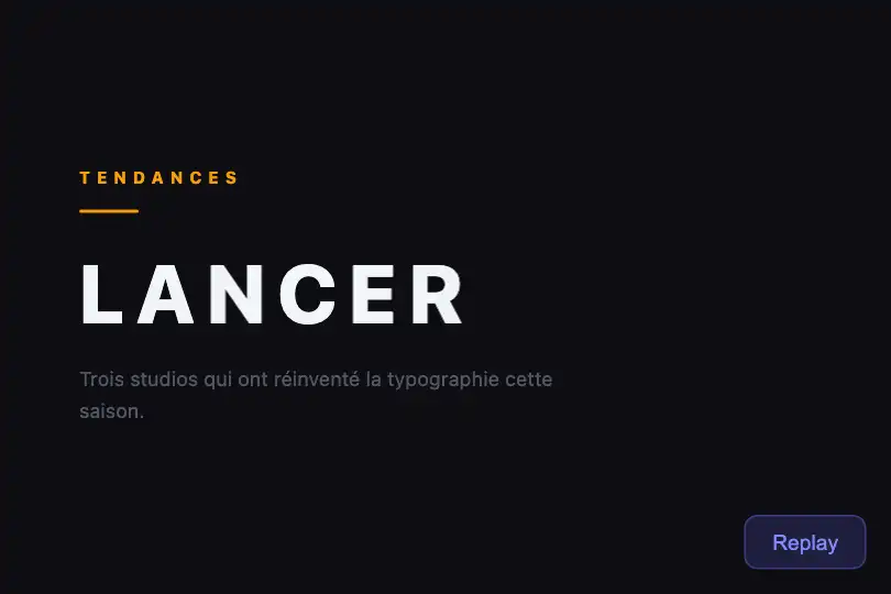 Revue en ligne — Titre d'article au scroll — Letter Rotate In exemple 2
