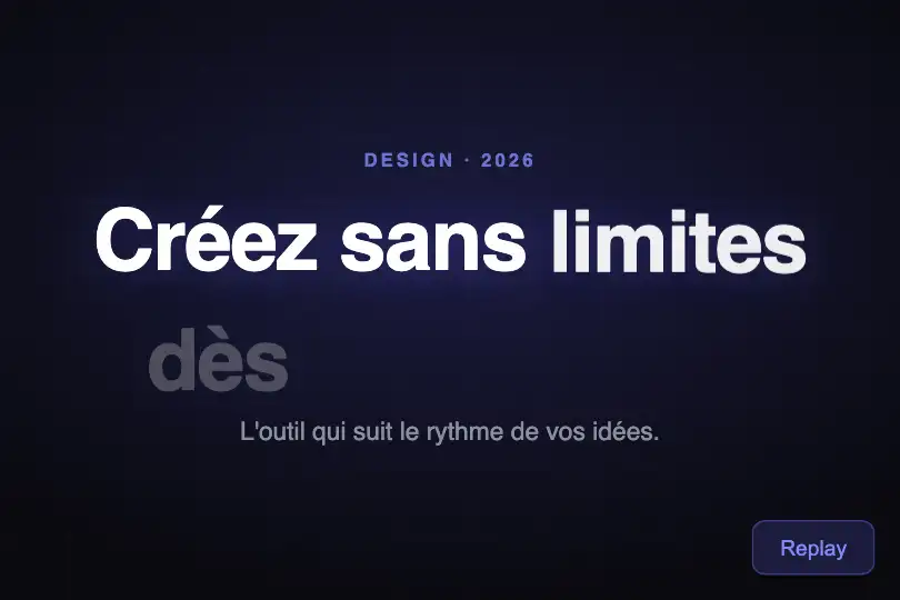 Accroche hero — Titre qui se construit mot à mot — Word by Word exemple 1