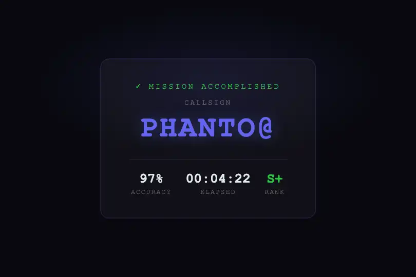Game interface — Player name or mission code revealed — Scramble Text example 3