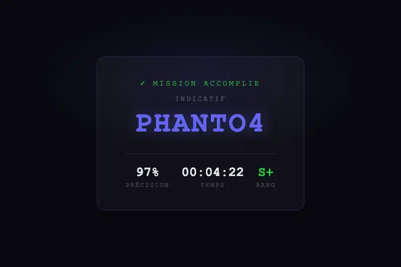 Interface de jeu — Nom de joueur ou code de mission révélé — Scramble Text exemple 3