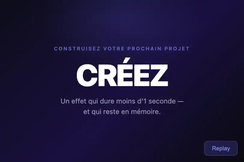 Landing page — Titre principal qui s'impose lettre par lettre — Bounce In Letters exemple 1