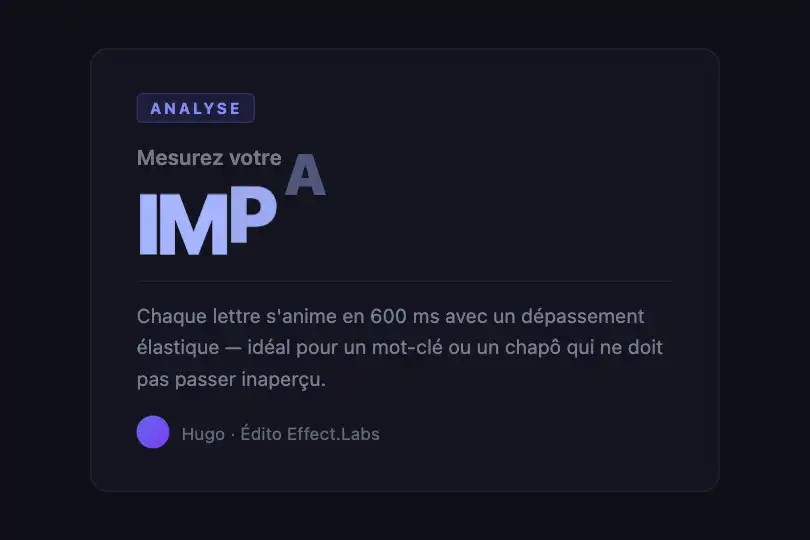 Mise en page éditoriale — Mot-clé en vedette dans un article — Bounce In Letters exemple 2