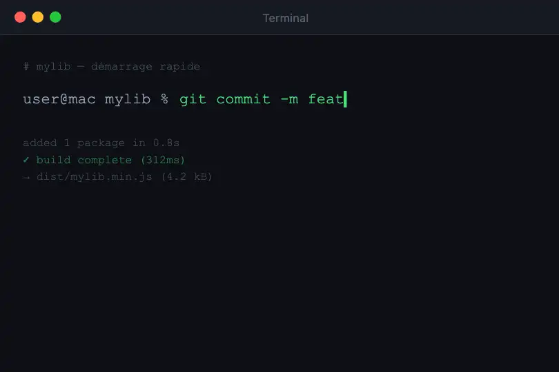 Terminal de commandes — CLI développeur rotatif — Typewriter Delete exemple 3