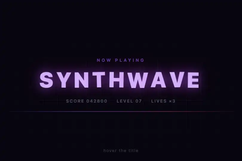 Game or dark app — Interactive welcome screen title — Split Hover example 2