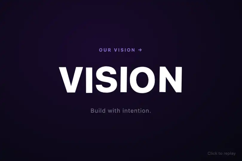 Full-screen hero — Brand manifesto word — Scatter to Word example 1