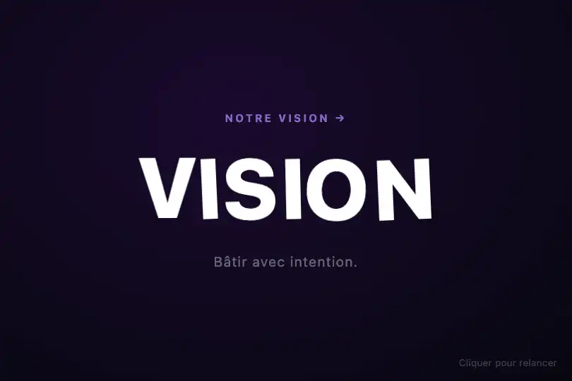 Hero plein écran — Mot-manifeste de marque — Scatter to Word exemple 1