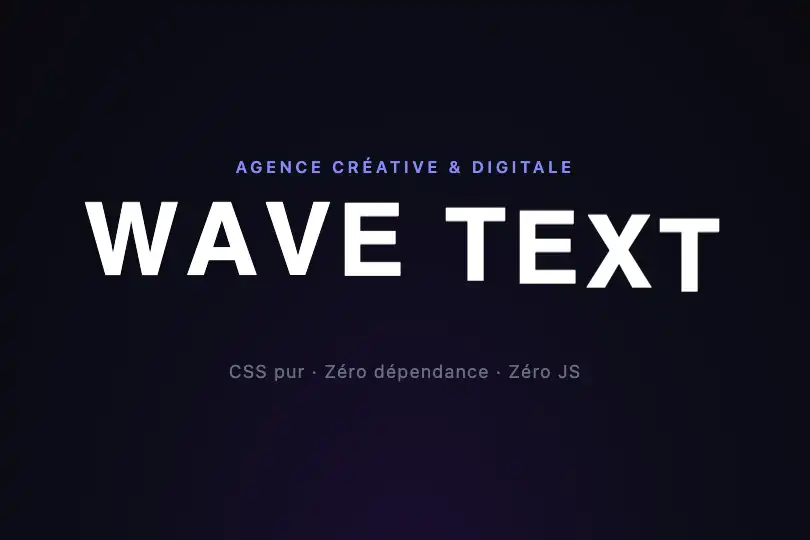 Titre en vague — Hero page d'accueil agence — Wave Text exemple 1