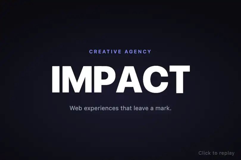 Agency hero — Full-width hook verb — Elastic Bounce Letters example 1