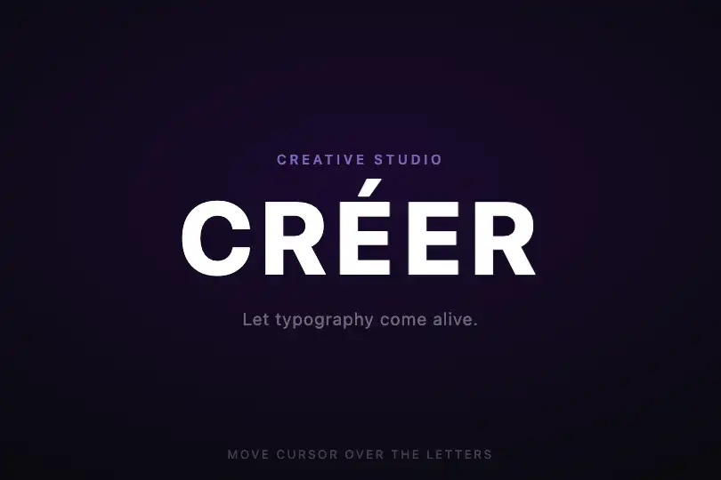Creative agency hero — Full-screen magnetic heading — Magnetic Cursor Text example 1