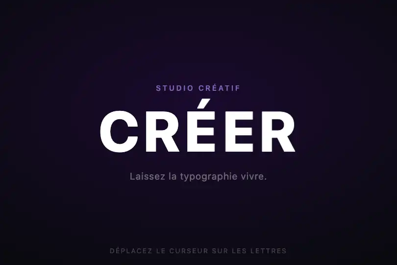 Hero d'agence créative — Grand titre magnétique plein écran — Magnetic Cursor Text exemple 1