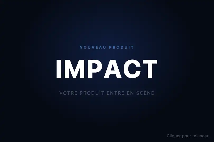 Hero de lancement — le mot s'impose à l'écran — Gravity Drop Text exemple 1