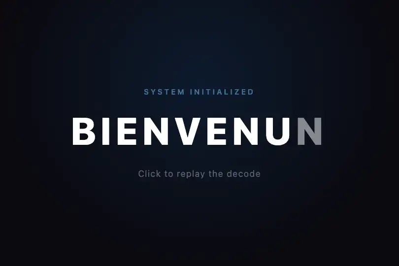 Splash screen — Product name decoded on launch — Text Shuffle Reveal example 1
